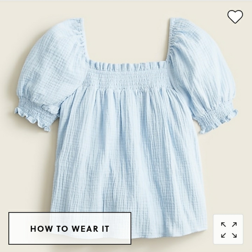 J. Crew Squareneck puff-sleeve soft gauze top